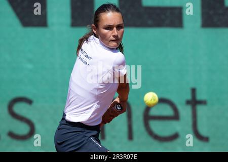 Zandvoort, Niederlande. 24. Mai 2023. ZANDVOORT, NIEDERLANDE - MAI 24: Jasmijn Gimbrére von Baarn Lead Healthcare in Aktion während des Eredivisie Tennis Match zwischen T.C. Zandvoort und Baarn 1 im Tennispark De Glee am 24. Mai 2023 in Zandvoort, Niederlande (Foto von Kees Kuijt/Orange Pictures) Guthaben: Orange Pics BV/Alamy Live News Stockfoto