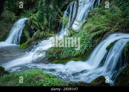 Trillo Wasserfall, La Alcarria, Guadalajara, Spanien. Stockfoto