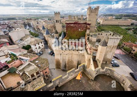 Castillo Palacio de Olite, Comunidad foral de Navarra, Spanien. Stockfoto