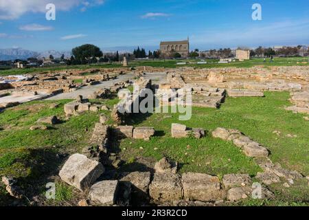 theather, römische Stadt Pollentia, republikanische Ära, 123 v. Chr., gegründet von Quintus Caecilius Metellus, Alcudia, Mallorca, Balearen, Spanien. Stockfoto