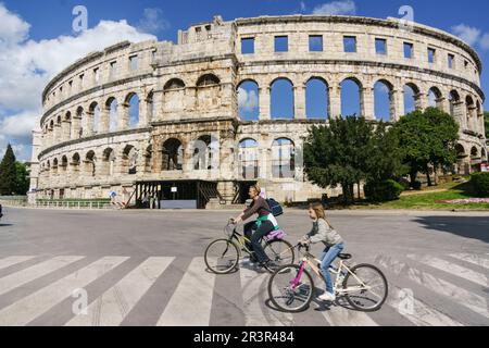 anfiteatro de Pula, Pula, Peninsula de Istria, Croacia, europa. Stockfoto