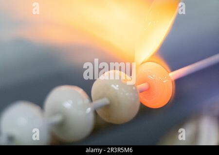 Opalina, fundido de La Fabrica de Perlas Orquidea, Montuiri, Mallorca, Balearen, Spanien. Stockfoto