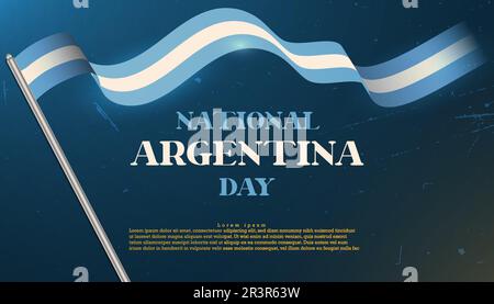 Argentinischer Nationalfeiertag. Einen schönen Tag der Unabhängigkeit und Freiheit. Das klassische Farbkonzept mit der argentinischen Flagge. Posterdesign Vektordarstellung. Stock Vektor