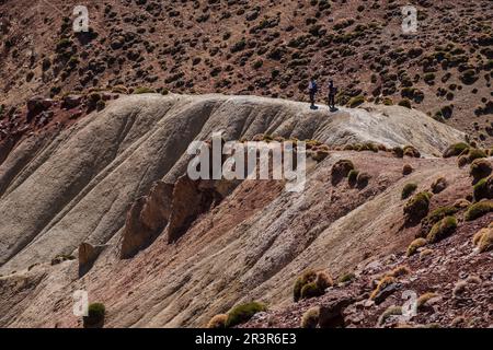 Plateaus de Tarkeddit Abstieg in Richtung der Arous-Schlucht, MMoun Trek, Atlas-Gebirge, marokko, afrika. Stockfoto