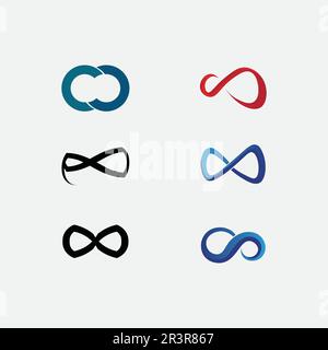 Infinity Design-Logo und 8-Symbol, Vektor, Schild, kreatives Logo für Unternehmen und Infinity-Symbol für Unternehmen Stock Vektor