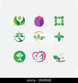 Logos der Grüne Baum Blatt ökologie Natur element Vektor Stock Vektor