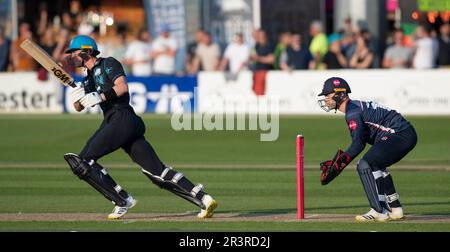 Northampton Mai 24:Adam HoseWORCESTERSHIRE RAPIDS schlägt während des Vitality T20 Blast Match zwischen Northamptonshire Steelbacks und Worcestershire Rapids am County Ground Northampton England . Stockfoto