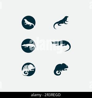 Tierechse Salamander Gecko Krokodil- und Reptilienlogo Stock Vektor