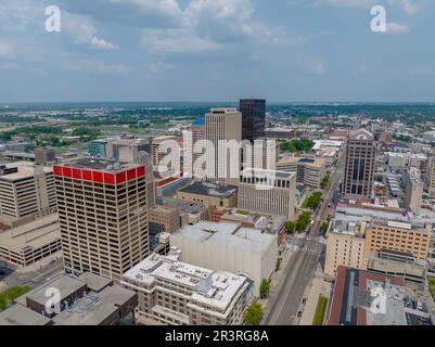 Dayton, OH, USA. 24. Mai 2023. Luftaufnahme von Dayton, Ohio. Dayton ist die sechstgrößte Stadt im US-Bundesstaat Ohio und der Bezirkssitz von Montgomery County. (Kreditbild: © Walter G. Arce Sr./ZUMA Press Wire) NUR REDAKTIONELLE VERWENDUNG! Nicht für den kommerziellen GEBRAUCH! Stockfoto