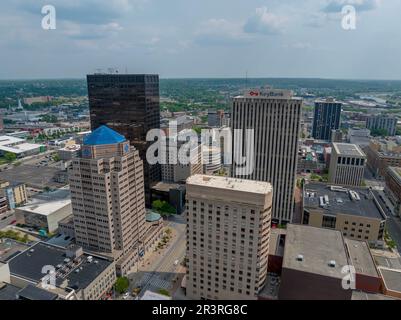 Dayton, OH, USA. 24. Mai 2023. Luftaufnahme von Dayton, Ohio. Dayton ist die sechstgrößte Stadt im US-Bundesstaat Ohio und der Bezirkssitz von Montgomery County. (Kreditbild: © Walter G. Arce Sr./ZUMA Press Wire) NUR REDAKTIONELLE VERWENDUNG! Nicht für den kommerziellen GEBRAUCH! Stockfoto