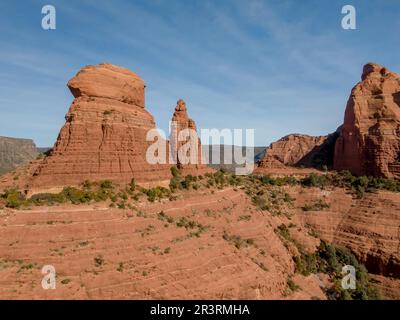 Herrlicher Blick Aus Der Vogelperspektive Auf Die Wüste Des Amerikanischen Südwestens Mit Großen Felsformationen Stockfoto