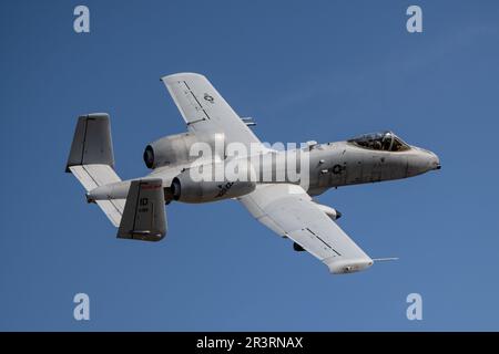 Idaho Air National Guardsmen besuchen zusammen mit ihrer Familie und Freunden die Saylor Creek Range für HAWG-Tage, die vom 124. Fighter Wing, Idaho Air National Guard, am 24. Mai 2023 ausgerichtet werden. HAWG Days ist eine Veranstaltung für Mitglieder des Dienstes, ihre Familien und Freunde, um den A-10 Thunderbolt II in Aktion zu sehen und zu sehen, wie sich ihre Bemühungen direkt auf die Mission auswirken. (USA Air National Guard Foto von Staff Sgt. Mercedee Wilds) Stockfoto