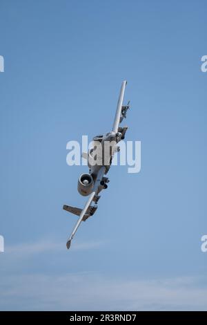 Idaho Air National Guardsmen besuchen zusammen mit ihrer Familie und Freunden die Saylor Creek Range für HAWG-Tage, die vom 124. Fighter Wing, Idaho Air National Guard, am 24. Mai 2023 ausgerichtet werden. HAWG Days ist eine Veranstaltung für Mitglieder des Dienstes, ihre Familien und Freunde, um den A-10 Thunderbolt II in Aktion zu sehen und zu sehen, wie sich ihre Bemühungen direkt auf die Mission auswirken. (USA Air National Guard Foto von Staff Sgt. Mercedee Wilds) Stockfoto