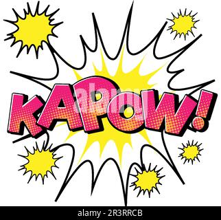 Kapow Retro-Comic-Sprechblase und -Effekt in Pop-Art-Illustration Stock Vektor
