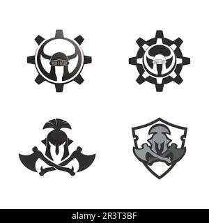 spartan und Gladiator Logo-Ikone entwerfen einen Vektor Stock Vektor