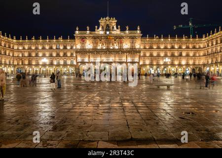 Plaza Mayor, construida en el año 1729 Al 1756, estilo Barroco, Salamanca, Comunidad Autónoma de Castilla y León, Spanien. Stockfoto