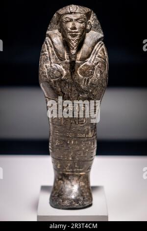 Ushabti des nubischen Königs Senkamanisken, Serpentin, Napata-Zeit, 643-623 v. Chr., Grab von Senkamanisken, Nuri, Sudan, Sammlung des British Museum. Stockfoto