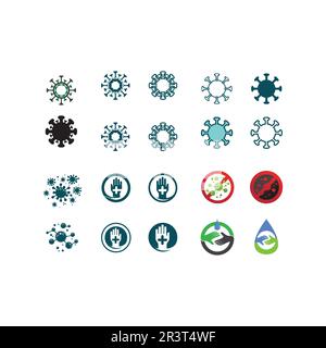 Viren, Coronaviren, Bakterien, Keime und Mikroben auf weißem Hintergrund isoliert. Vektorsymbole Stock Vektor