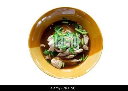 Die Nudelsuppe von Duck auf weiß isoliert. Stockfoto
