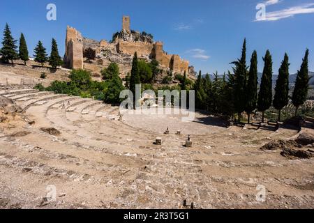 Castillo de La Iruela, origenes Almohade, construido sobre cimientos pre-bereberes, La Iruela, Valle del Guadalquivir, Parque Natural Sierras de Cazorla, Segura y Las Villas, Jaen, Andalusien, Spanien. Stockfoto