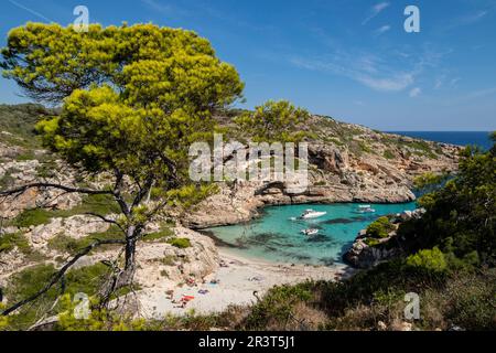 Caló des Marmols, Santanyí, Mallorca, Balearen, Spanien. Stockfoto