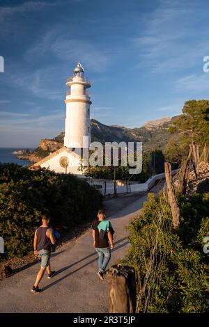 Cap Gros lighthose, Soller Port, Mallorca, Balearen, Spanien. Stockfoto