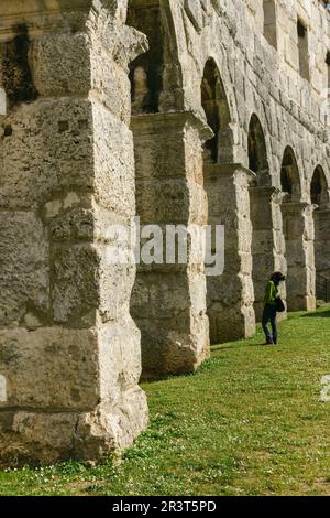 anfiteatro de Pula, Pula, Peninsula de Istria, Croacia, europa. Stockfoto