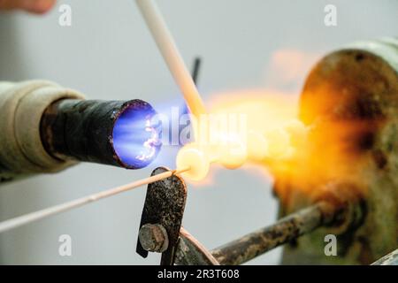 Opalina, fundido de La Fabrica de Perlas Orquidea, Montuiri, Mallorca, Balearen, Spanien. Stockfoto