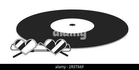 CD mit herzförmigen Gläsern und Kunstvektor-Cartoon-Symbol Stock Vektor