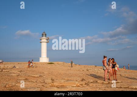 Faro de Cabo de Berbería, Formentera, Balearen, Spanien. Stockfoto