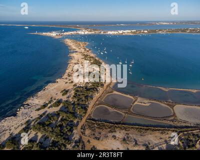 Estany des Peix, Formentera, Pitiusas-Inseln, Balearen, Spanien. Stockfoto