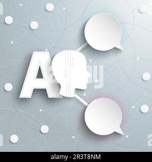 KI-Sprachblasennetzwerke Infografik Halbton Stockfoto