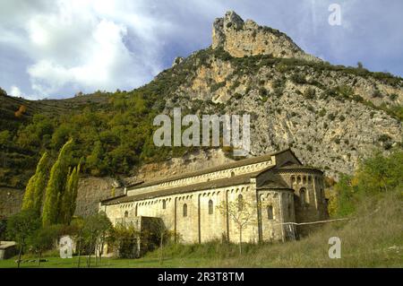 Monasterio de Santa Maria de Obarra. (Romanico s.IX) Valle de Isábena.Pirineo Aragones.Huesca.España. Stockfoto