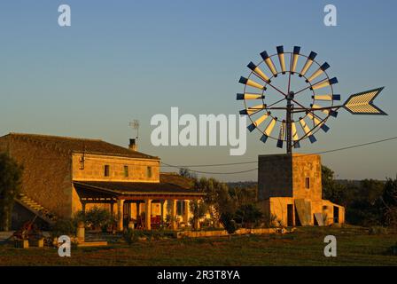 Molinos para extraccion de Agua (s.XIX-XX). Cami de Sa pedra rodona.Campos.Comarca de Migjorn. Mallorca. Balearen. España. Stockfoto