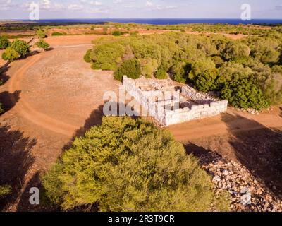 Hospitalet Vell, Edificio rechteckige de arquitectura ciclópea, núcleo de hábitat talayótico, término Municipal de Manacor, Mallorca, Balearen, Spanien, Europa. Stockfoto