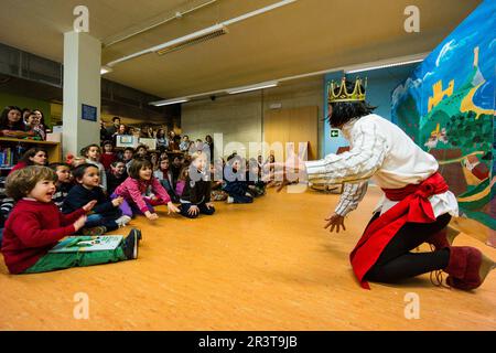 Cuento Escenificado, Biblioteca Pública de Palma "Können Verkäufe", Palma, Mallorca, Balearen, Spanien, Europa. Stockfoto