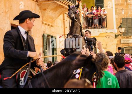 Convocatoria de los Caballeros, Fiestas de Sant Joan. Ciutadella. Menorca, Islas Baleares, españa. Stockfoto