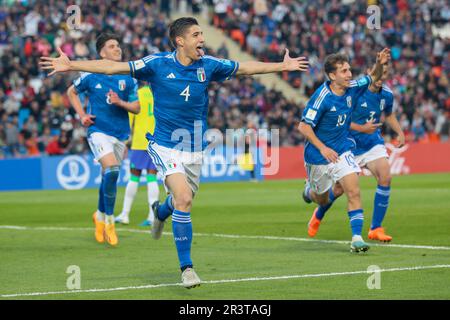 Italien hat Brasilien am 21. Mai U20 2023 im ersten Spiel der Gruppe D der FIFA-Weltmeisterschaft Argentinien 2023 im Mendoza-Stadion 3-2 besiegt Stockfoto