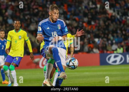 Italien hat Brasilien am 21. Mai U20 2023 im ersten Spiel der Gruppe D der FIFA-Weltmeisterschaft Argentinien 2023 im Mendoza-Stadion 3-2 besiegt Stockfoto