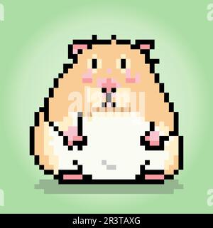 8-Bit Pixel Hamster. Tier für Spielelemente in Vektordarstellung. Stock Vektor