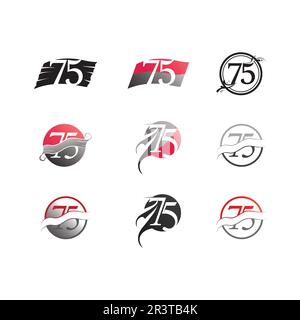 Nummer-75-Symbolsatz Logo-Designvektor Stock Vektor