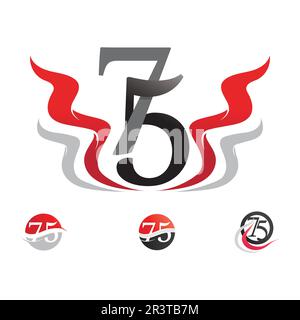 Nummer-75-Symbolsatz Logo-Designvektor Stock Vektor