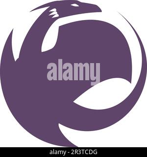 Dragon Silhouette in einem Kreis Logo Vektor Design Illustration Stock Vektor