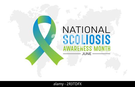 Jedes Jahr im juni findet ein nationaler Skoliose-Sensibilisierungsmonat statt. Juni ist Skoliose-Aufklärungsmonat. Vektorvorlage für Banner, Grußkarte, poste Stock Vektor