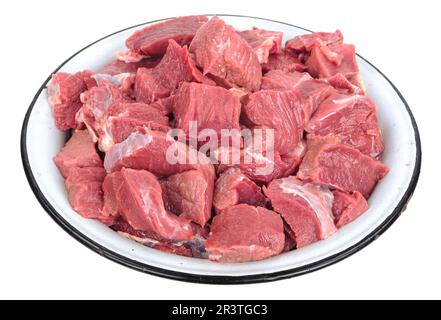 Rohes Fleisch auf dem Teller Stockfoto