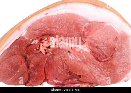 Roher Schweineschinken, Schweinebein Stockfoto