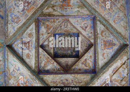 Buddhistische Gemälde an der Decke des Stok Palace, Ladakh Stockfoto