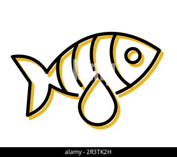 Omega 3 Line Icon Fish Oil Supplement Logo-Design. Stock Vektor