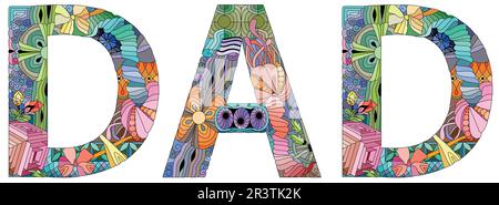 Handgemalte Kunstgestaltung. Handgezeichnetes Zeichnungswort PAPA für T-Shirt und andere Dekoration Stock Vektor