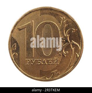 Zehn russische Rubel-Münzen Stockfoto